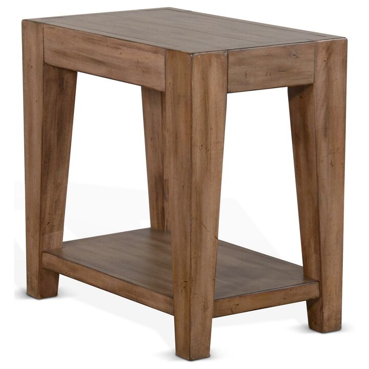 Yael Accent Side Table, Tapered Legs, 25 Inch Rectangular, Light Brown - Benzara