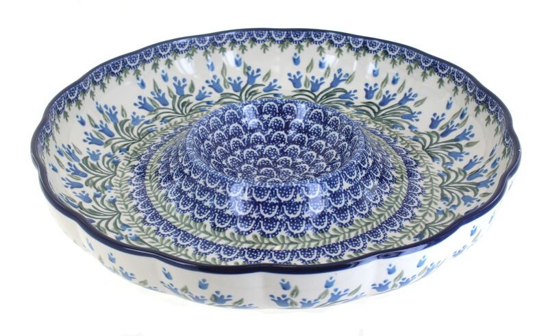 Blue Rose Polish Pottery Alyce Chip & Dip Plate
