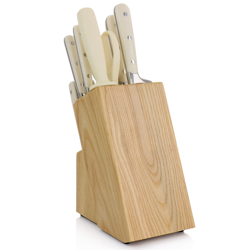 Martha Stewart Essential Ruxton 14 Piece Stainless Steel Knife and Block Set in Cream