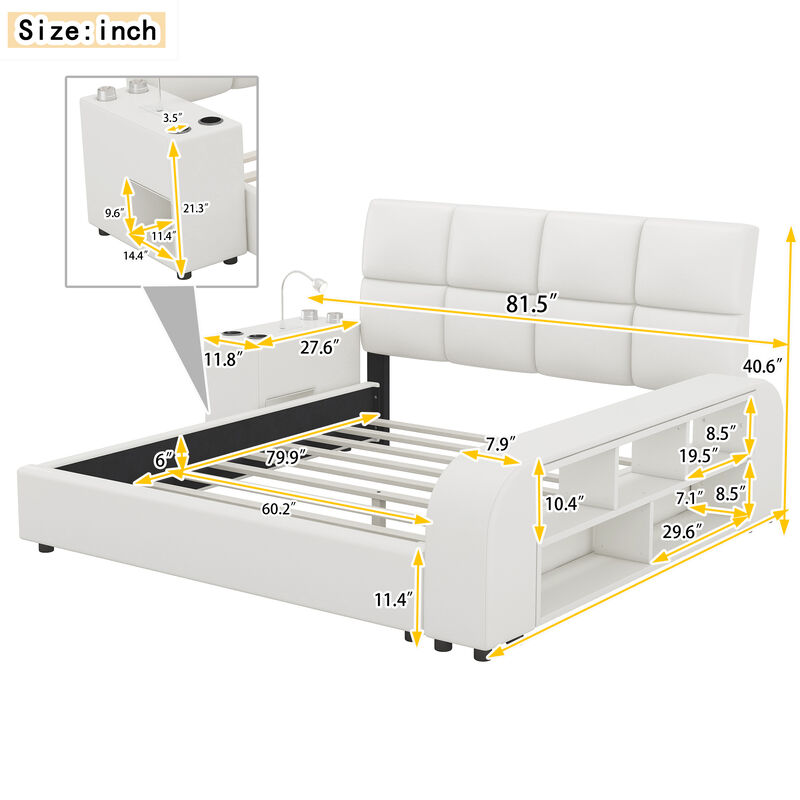 Streamdale Queen Upholstered Bed with Nightstand & Storage
