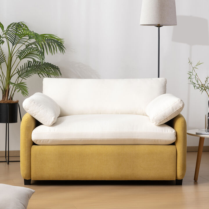 50*43" Oversized Chenille Single Sofa Chair,Wide and Deep Seat Accent Chair,Modern Upholstered Comfy Armchair,Color Blocking Couch Lounge with Pillows for Living Room,Apartment,Bedroom,3 Colors