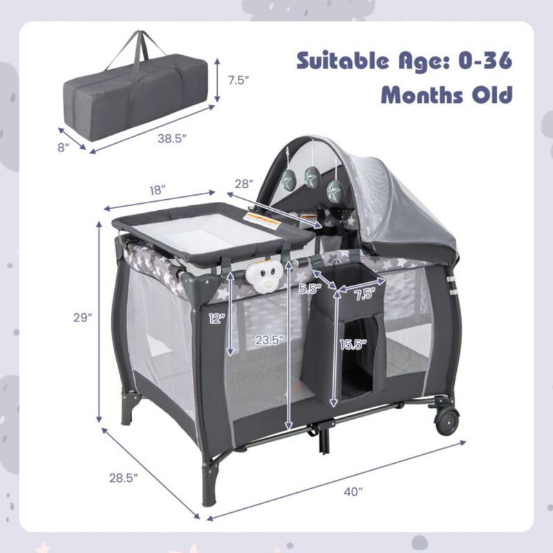 Portable Baby Nursery Center 4-in-1 Portable Travel Crib