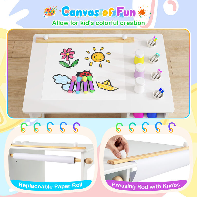 Kids Art Table and Chair Set Toddler Craft Drawing Desk
