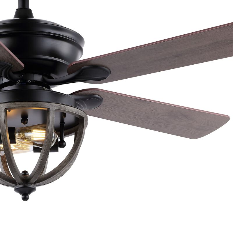Jasper 2-Light Farmhouse Industrial Iron Dome Shade LED Ceiling Fan With Remote