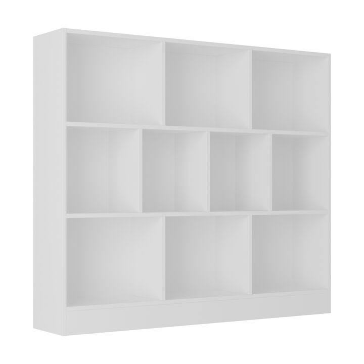 47.2 in. W x 40.9 in. H White Wooden 10-Shelf Freestanding Standard Bookcase Display Bookshelf With Cubes