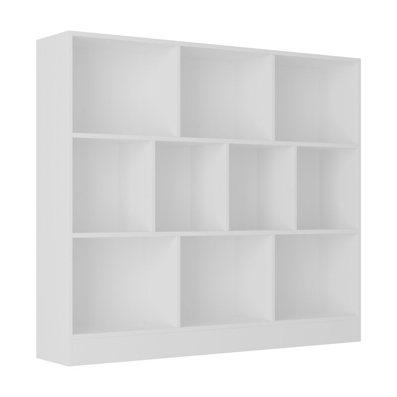 47.2 in. W x 40.9 in. H White Wooden 10-Shelf Freestanding Standard Bookcase Display Bookshelf With Cubes