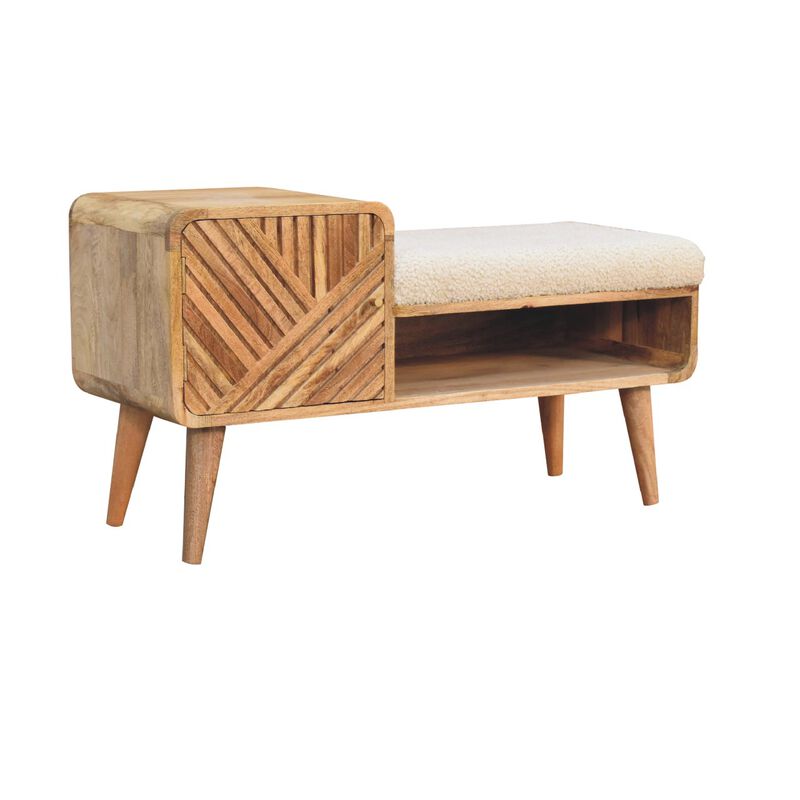 Artisan Furniture Boucle Carved Solid Wood 1 Door  Telephone Table