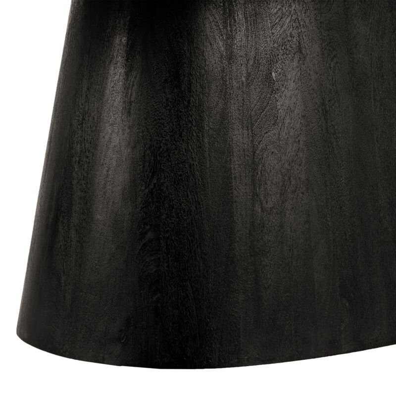 Jano Dining Table, 79 Inch Oblong Top with Tapered Pedestal Base, Sandblasted Black Mango Wood