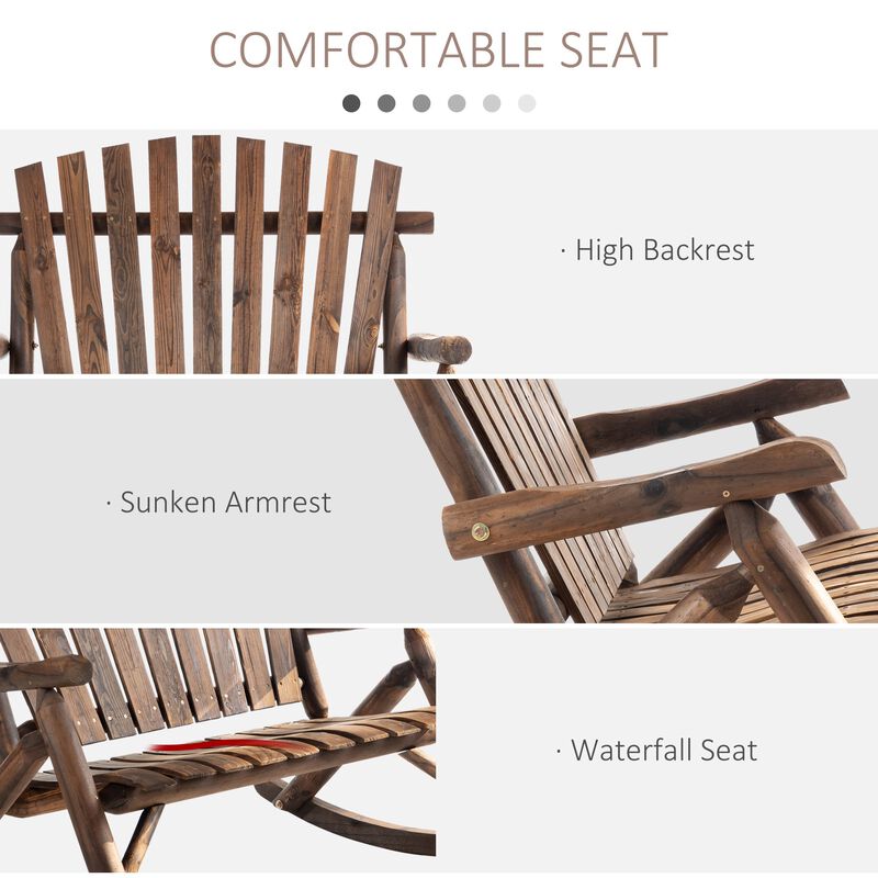 Black Rustic Rocker: Wooden Adirondack Chair for Outdoor Use