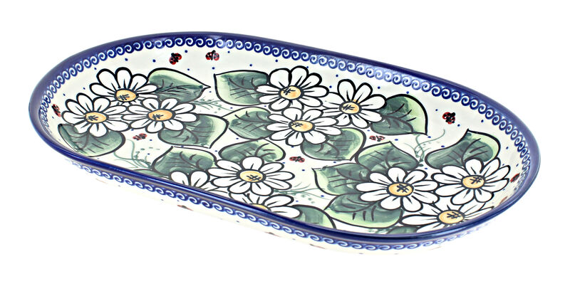 Blue Rose Polish Pottery Reindeer Delight Large Oval Dish