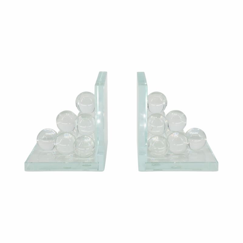 Clear Orb Glass Bookends