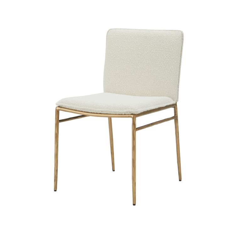 Cid Abby 19 Inch Side Dining Chair, Off White, Brass Gold Finished Legs - Benzara