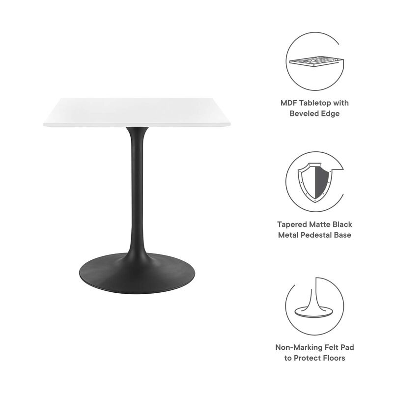 Modway - Lippa 28" Square Dining Table Black White