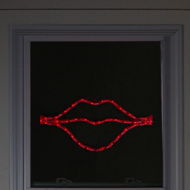 17.5" Lighted Red Lips Valentine's Day Window Silhouette Decoration