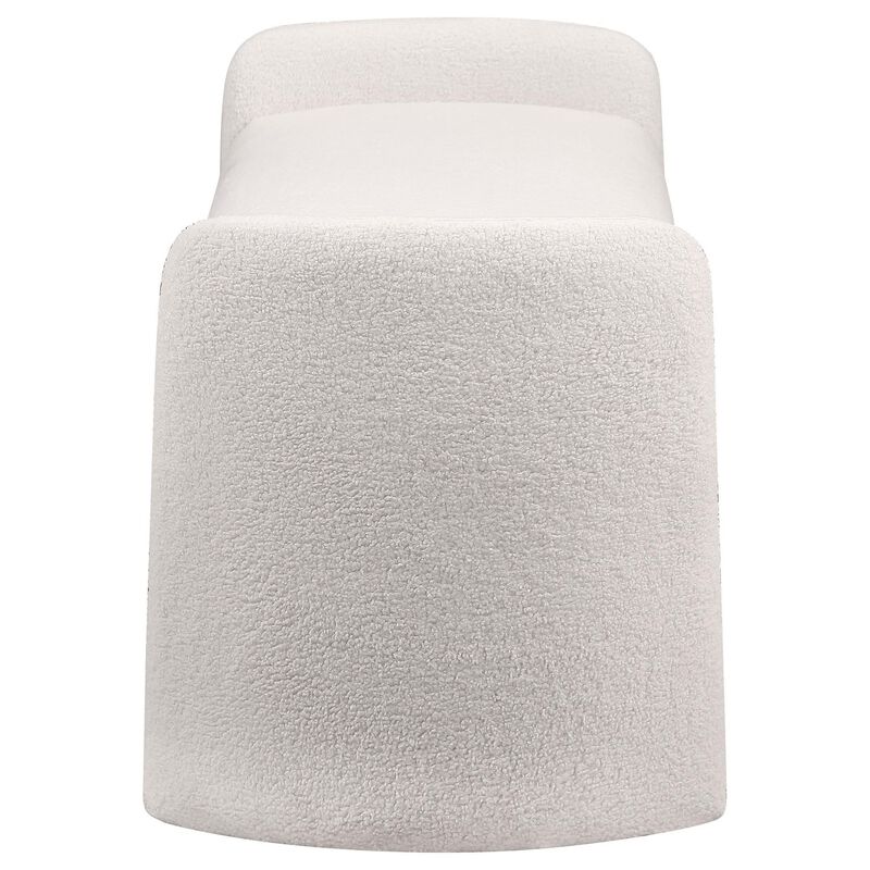Perie Accent Bench, Modern Ivory Boucle, Soft Foam Cushions, 55 Inch - Benzara