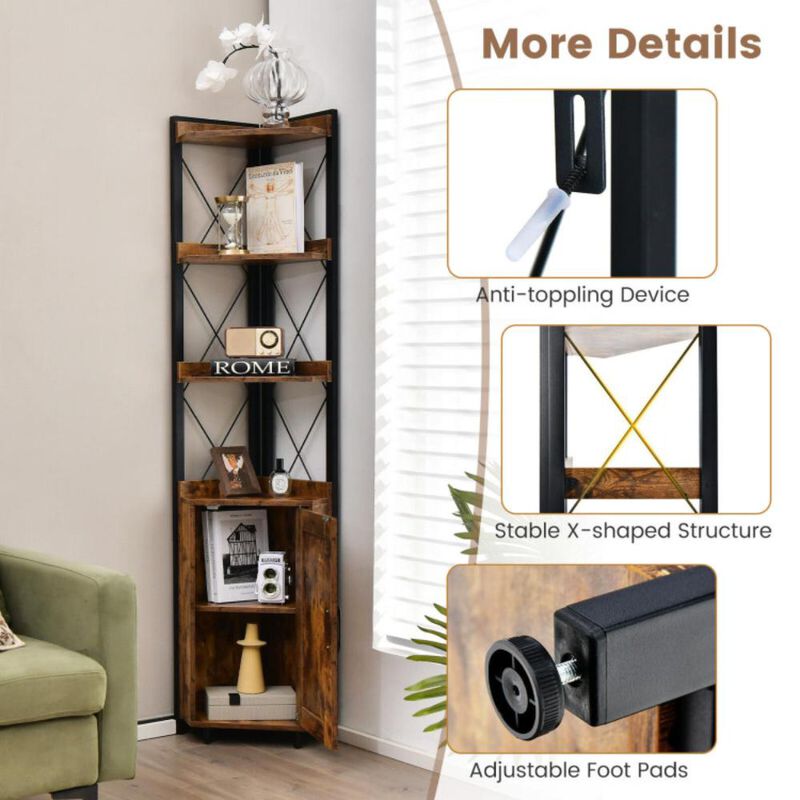 Hivvago Tall Corner Storage Cabinet with 3-Tier Shelf and Enclosed Cabinet - Space-Saving Solution for Any Room