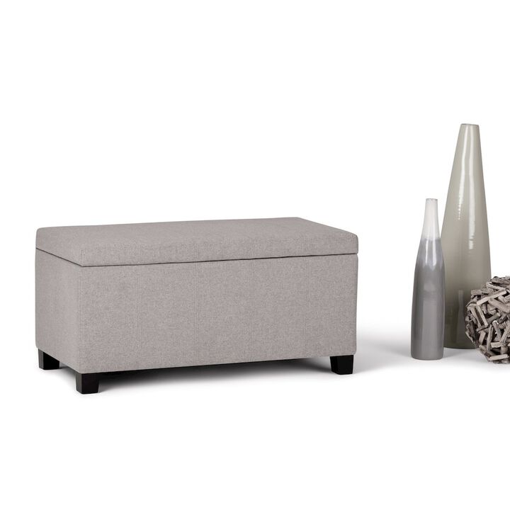 Simpli Home Dover Storage Ottoman Bench In Cloud Grey Linen Look Fabric