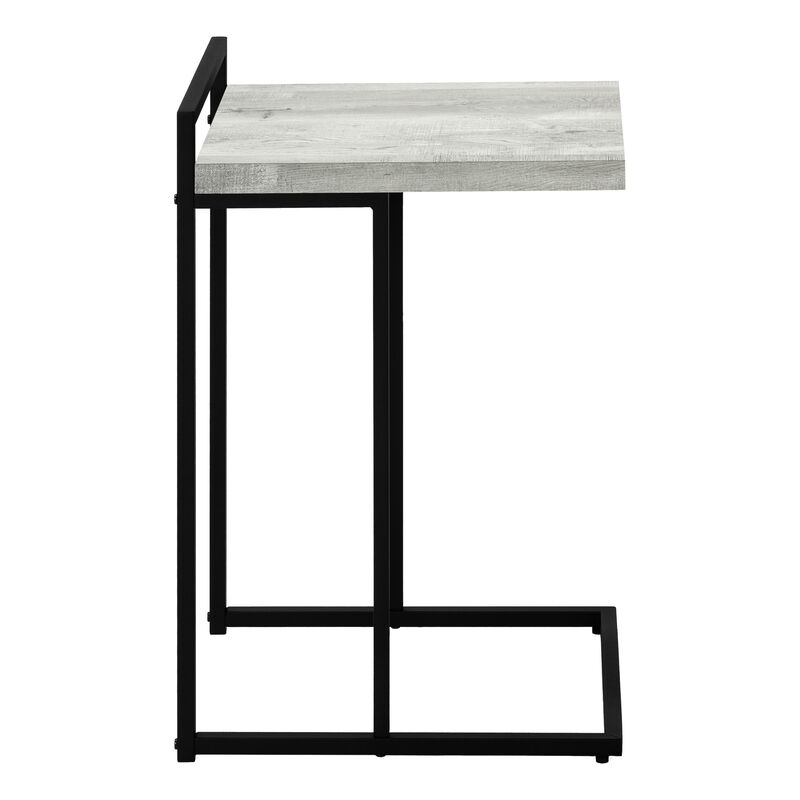 Monarch Specialties I 3631 Accent Table, C-shaped, End, Side, Snack, Living Room, Bedroom, Metal, Laminate, Grey, Black, Contemporary, Modern