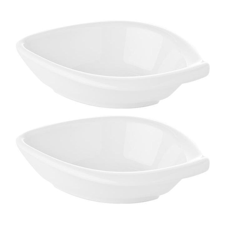 Porcelain Hawaii 9.5" x 7.5" x h:1.5" 14 oz. Oval White Porcelain Deep Plate (Set of 2)