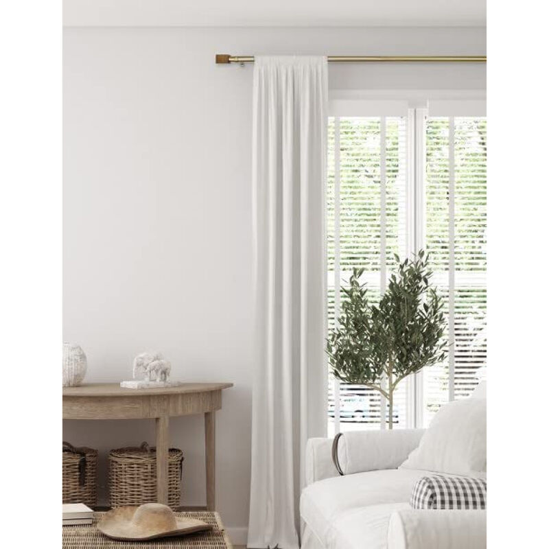 Linen Avenue Wood Rectangle Single Window Curtain Rod Set