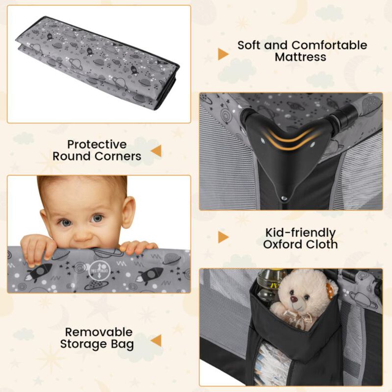Hivvago Multi-Functional Baby Playpen with Mattress and Removable Changing Table