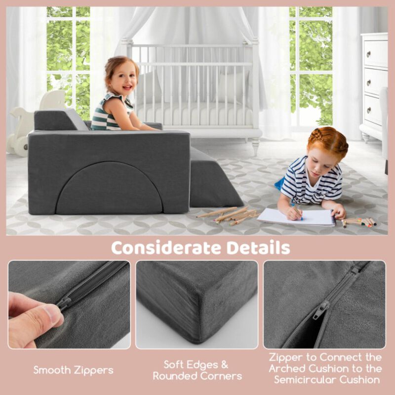 Hivvago 8 Pieces Kids Modular Play Sofa with Detachable Cover for Playroom and Bedroom