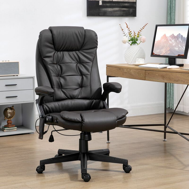 Dark Brown Heated Massage Chair: Reclining, 6 Vibration Points