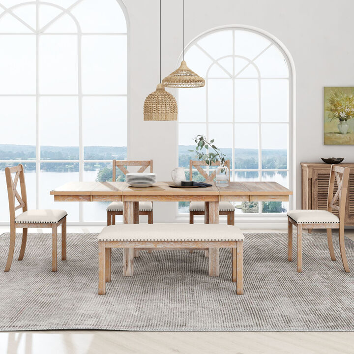 Farmhouse 6-Piece Dining Set with Extendable Table
