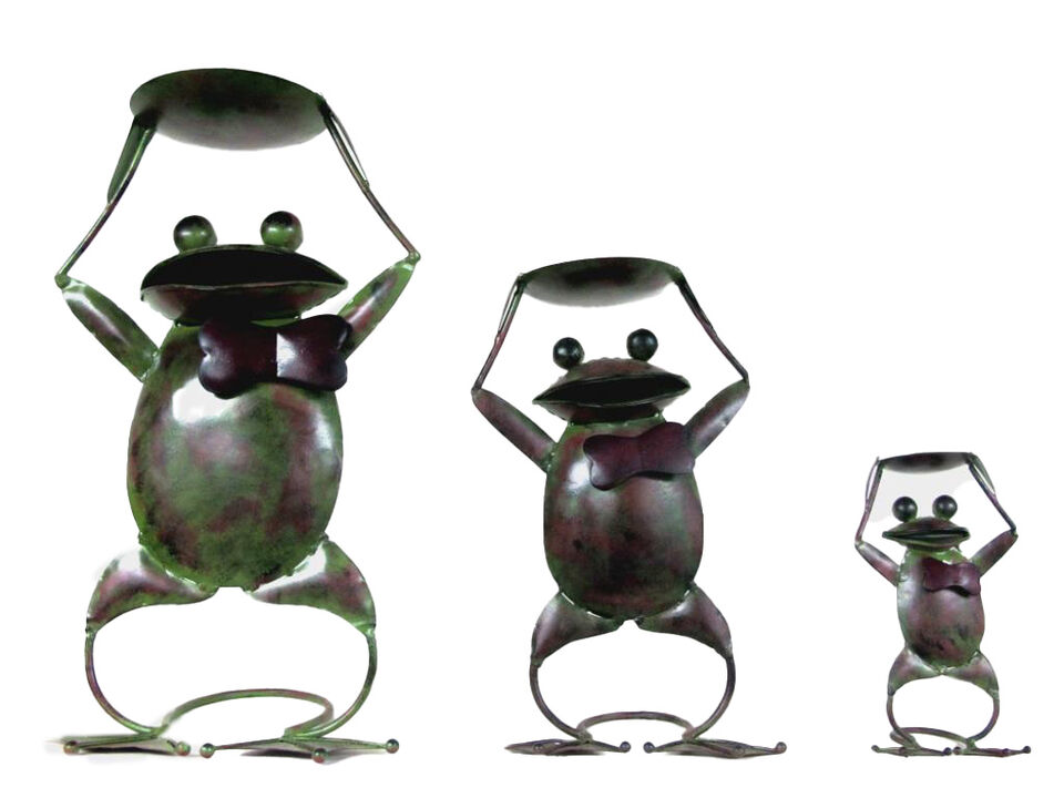 Antique Iron Frog Candle Holder       (set of 3 pcs: Large, Medium, Small)