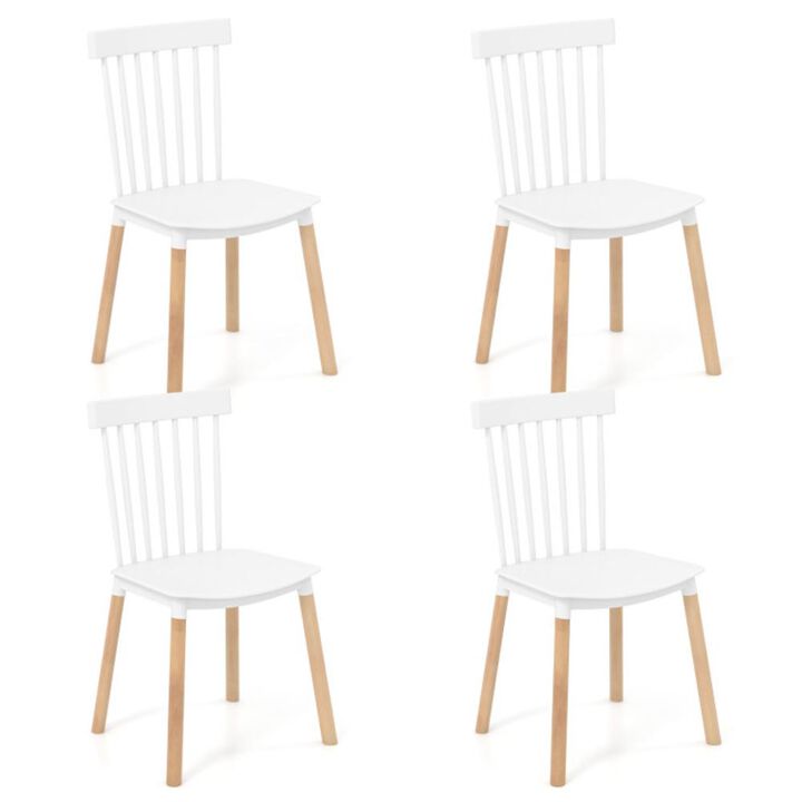 Hivvago Set of 4 Windsor Dining Chairs with Spindle Backs and Curved Seats