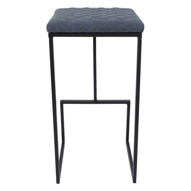 LeisureMod Quincy Quilted Stitched Leather Bar Stools – Set of 2, Modern and Comfortable Seating