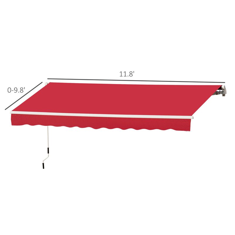 Wine Red Outdoor Shade: 12'x10' Manual Retractable Awning