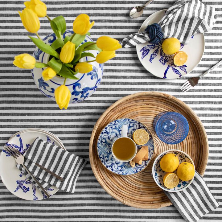 Solino Home 100% Pure Linen Tablecloth | Amalfi Stripe