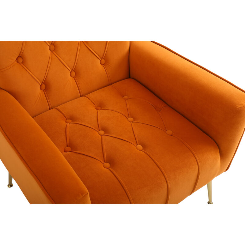 Modern Accent Chair With Ottoman, Comfy Armchair For Living Room, Bedroom, Apartment, Office