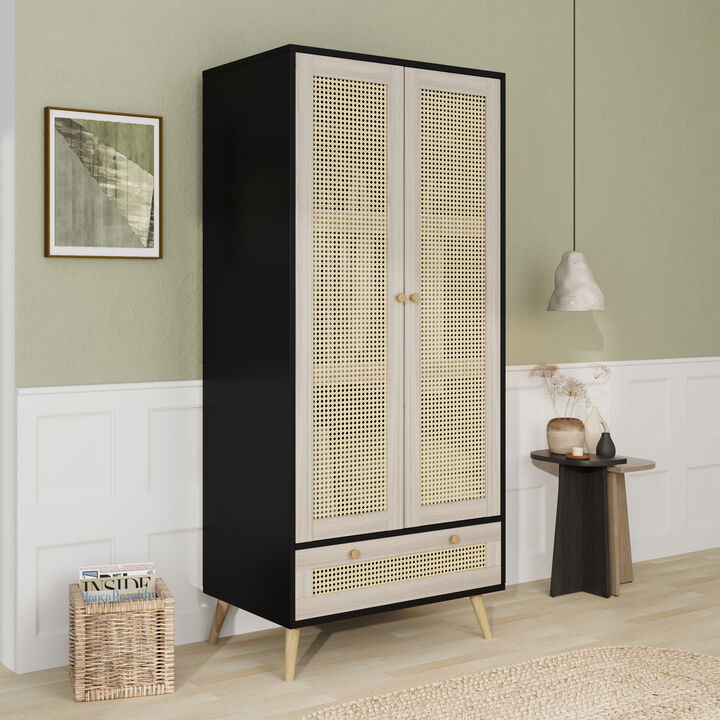 Merax Boho Armoire Wardrobe Closet Clothes Storage Cabinet