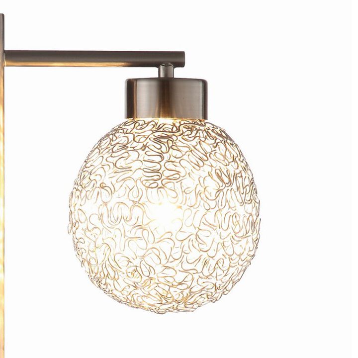 Fern 31 Inch Table Lamp with 3 Orb Shades, Metal, Sand Chrome Finish-Benzara