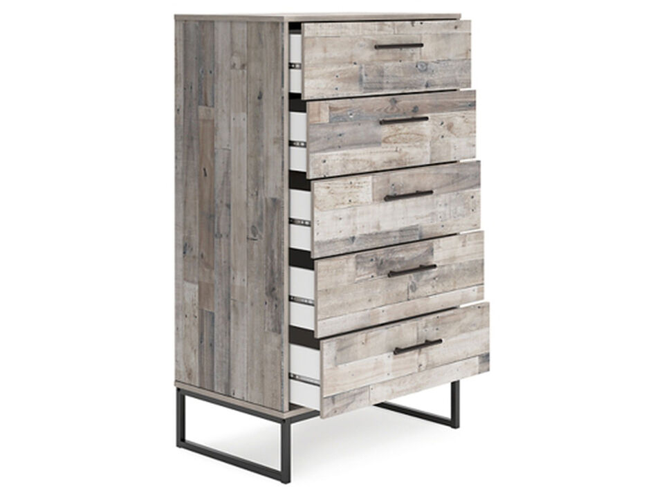 Neilsville 5 Drawer Chest of Drawers in Whitewash