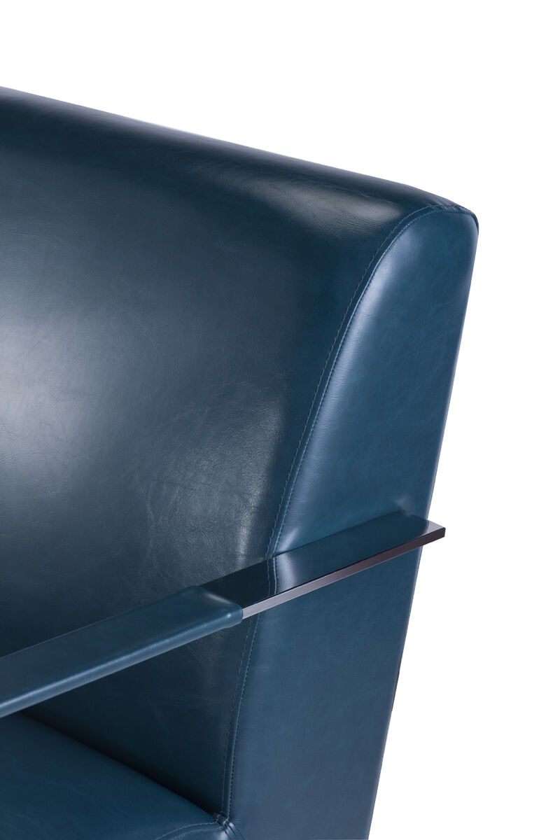 Pasargad Home Luxe Upholstered with Chrome Base Armchair, Teal