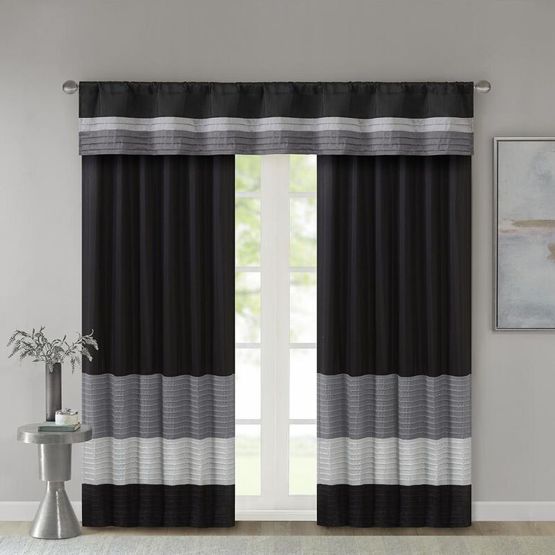 Belen Kox Black Pintuck Window Valance, Belen Kox