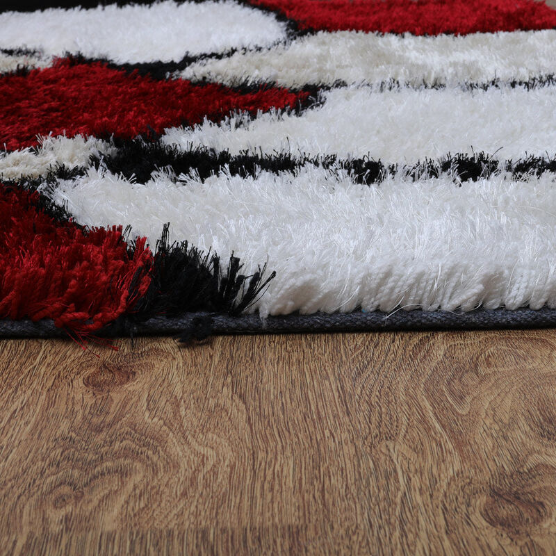 RUGSOTIC CARPETS HAND TUFTED SHAG POLYESTER ECO-FRIENDLY AREA RUGS  - 4'x6', Rectangle, Multicolor, Contemporary Modern Design, High Pile Thick Handmade Anti Skid Rugs for Living Room K00036