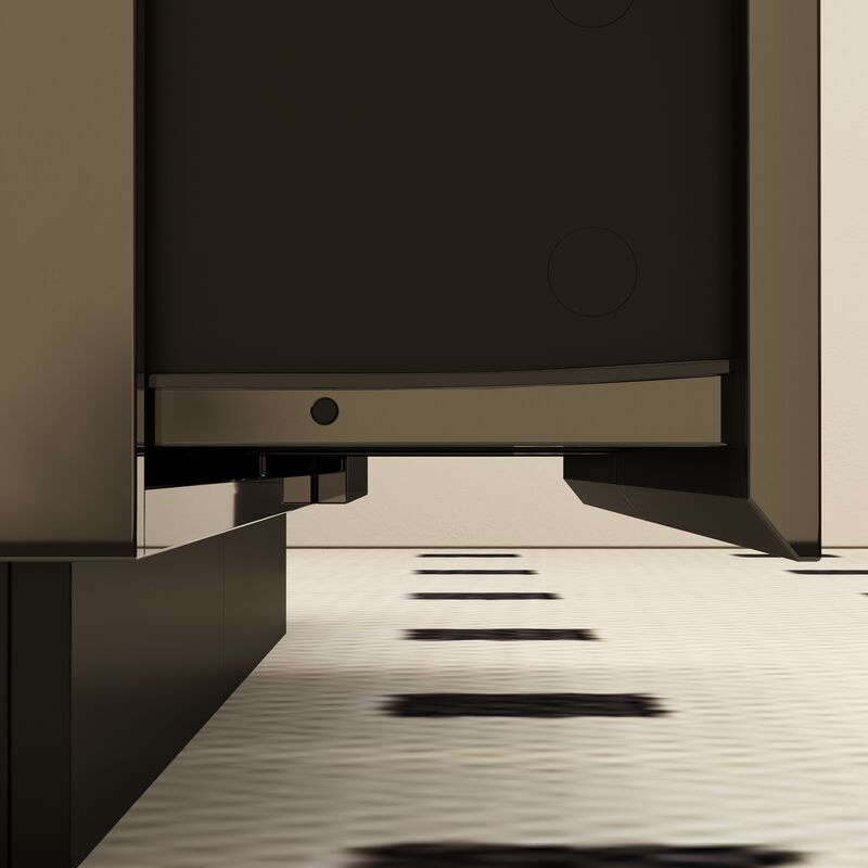 FUFU&GAGA Modern High-Gloss Black Coffee Table with Marble Texture, 2 Drawers & 3 Open Shelves (47.2" W x 23.6" D x 11.6" H), Black