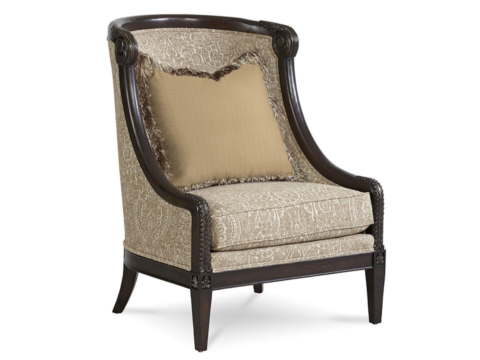 Giovanna Azure Carved Wood Accent Chair