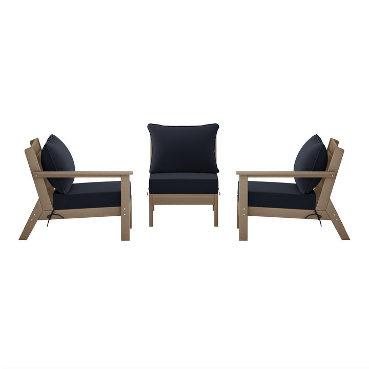 WestinTrends Outdoor Patio HDPE Sectional Sofa with Patio Cushions