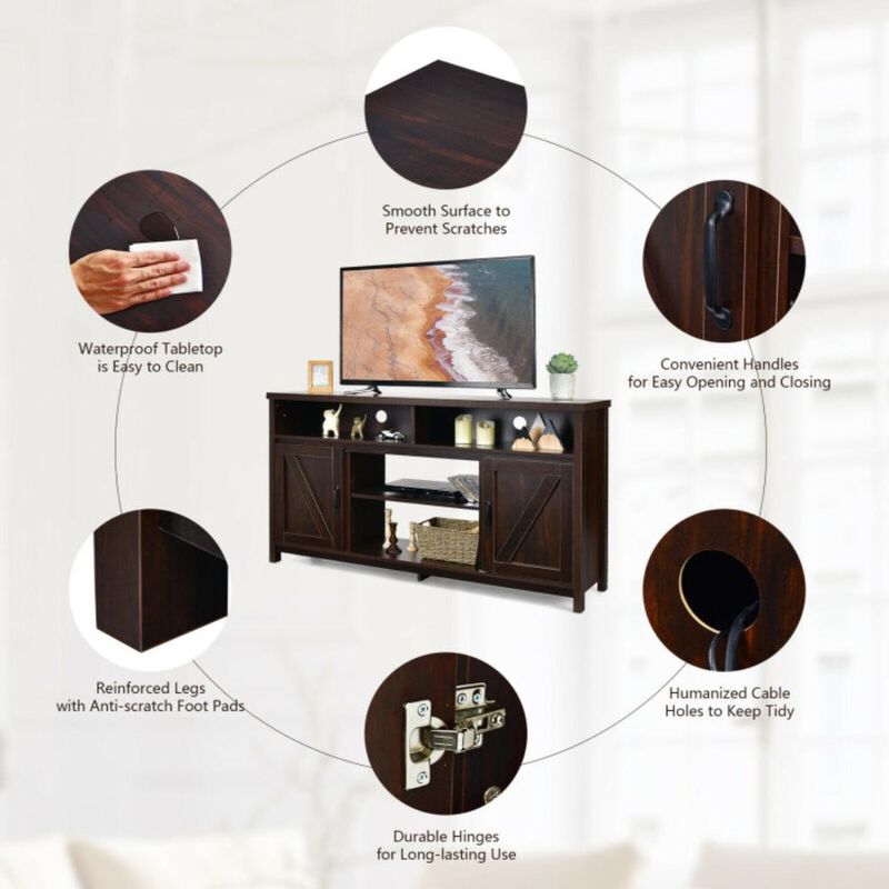 Hivvago 59 Inch TV Stand Media Center Console Cabinet with Barn Door for TV's 65 Inch