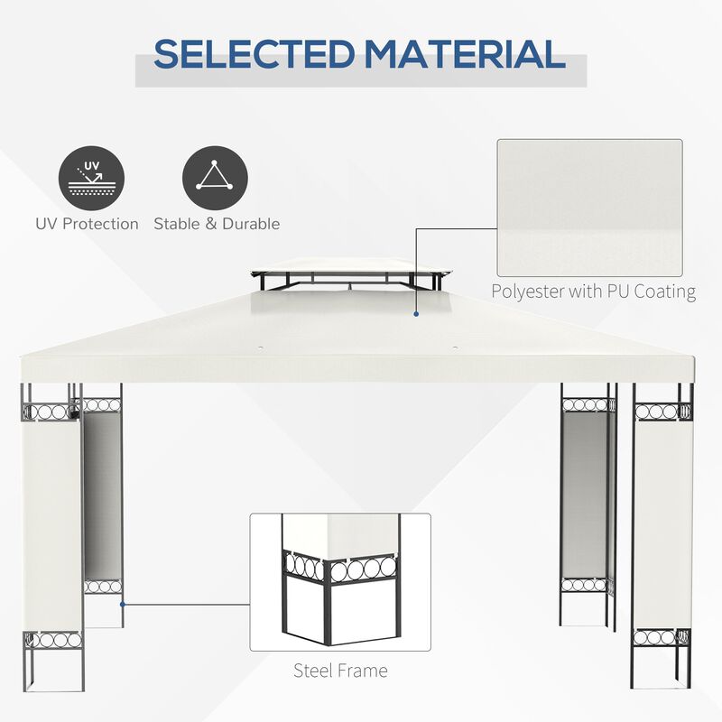 Cream Outdoor Pavilion: 13'x10' Gazebo with Double Vented Roof