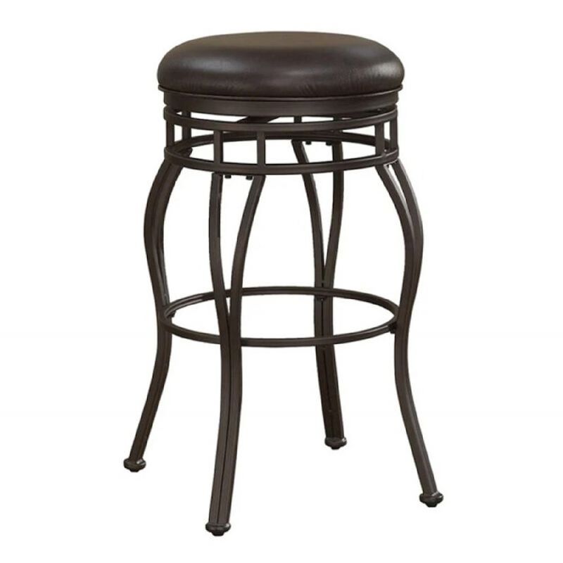 American Woodcrafters Sienna 26 Backless Metal Swivel Stool - Russet Brown