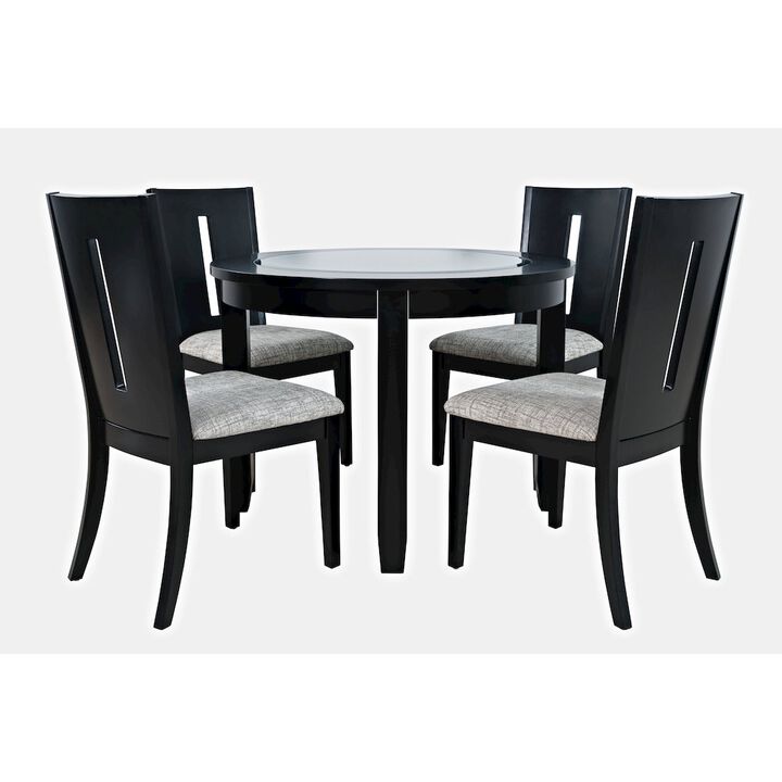 Jofran Urban Icon Contemporary 42 Round Five-Piece Dining Set with Upholstered Chairs