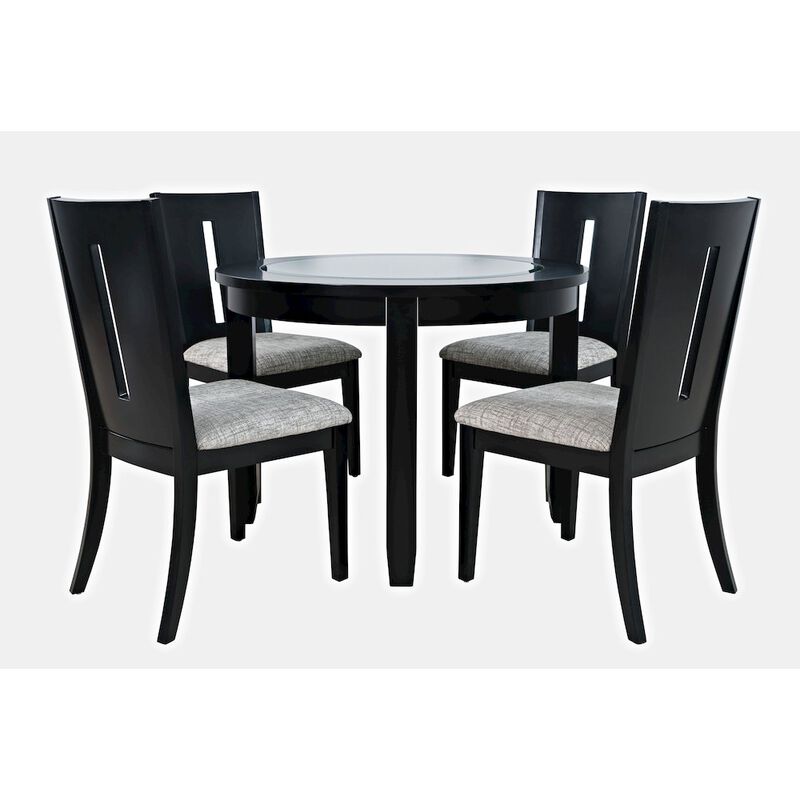 Jofran Urban Icon Contemporary 42 Round Five-Piece Dining Set with Upholstered Chairs