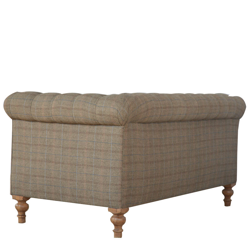 Multi Tweed 2 Seater Chesterfield Sofa Solid Wood