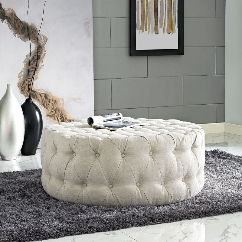 Amour Upholstered Fabric Ottoman Gray EEI-2225-LGR